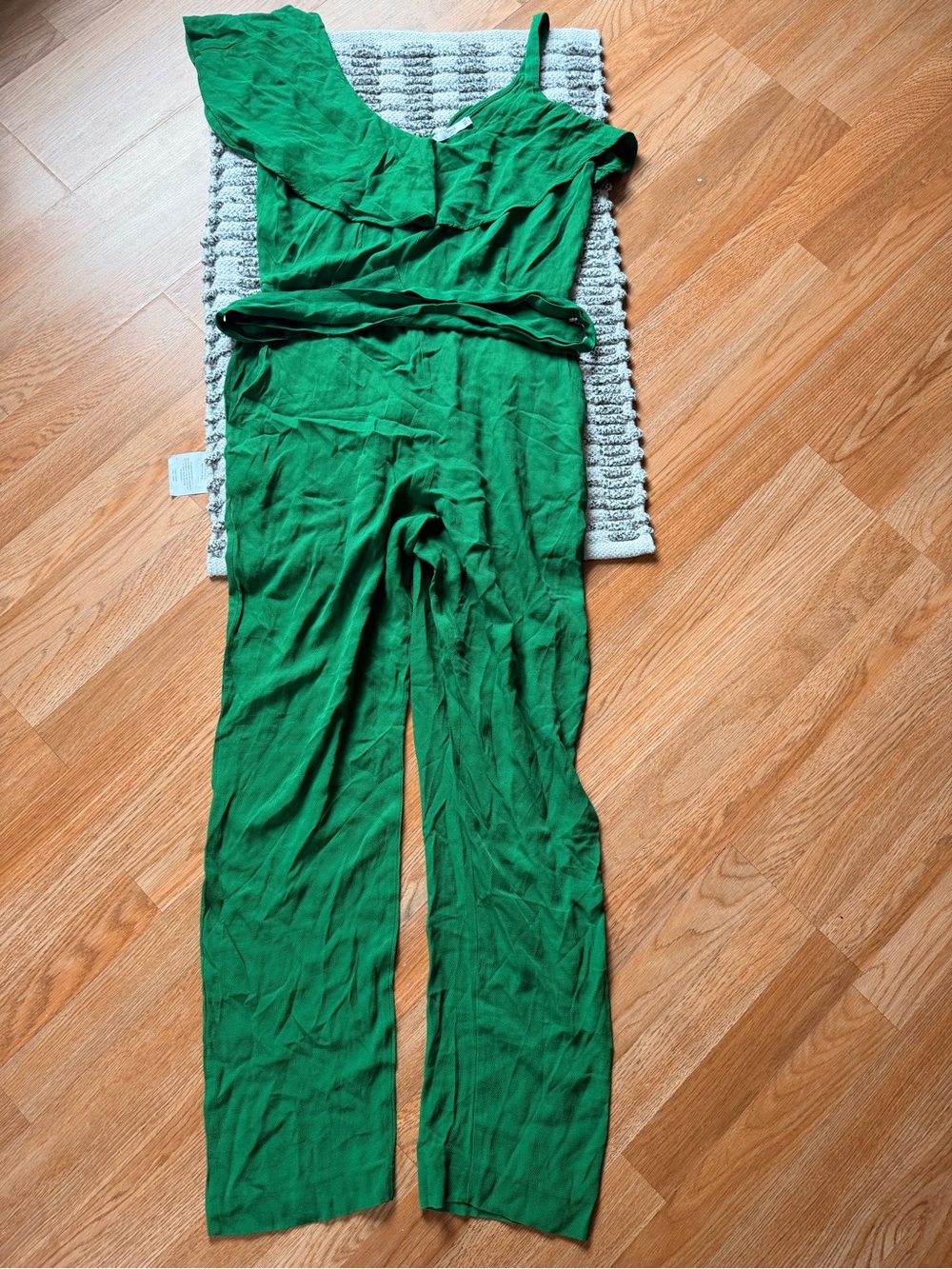 Mango Green One-Shoulder Belted Jumpsuit